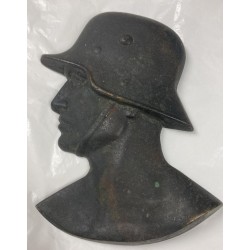 Profile of a German soldier with helmet, 1930s/40s, cast iron