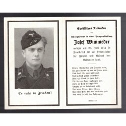 Death notice of a German tank driver, Obergefreiter, fallen in Normandy