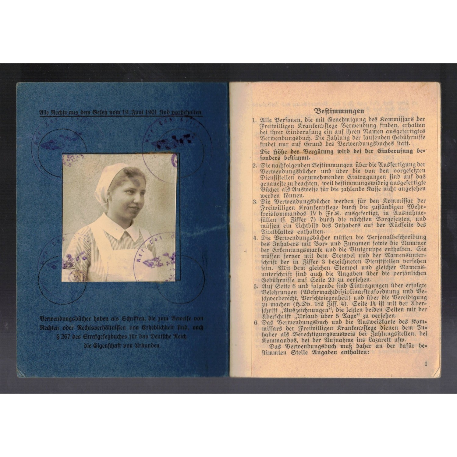 Verwendunsbuch di una Infermiera Volontaria DRK