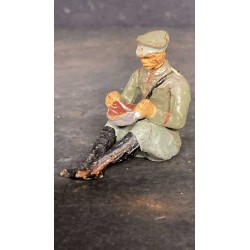 Soldatino Ufficiale che mangia , personaggio da campo Elastolin/Lineol