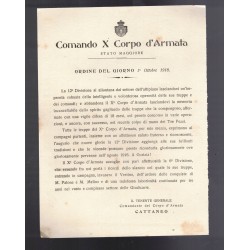Documento Ordine del giorno 1 Ottobre 1918 Comando X° Corpo d Armata