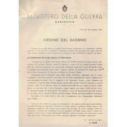 Documento Regio Esercito Ordine del giorno 23 Novembre 1944 Regno del Sud