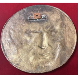 Bronze plaque with profile of Duce Benito Mussolini