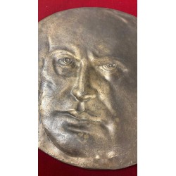Bronze plaque with profile of Duce Benito Mussolini