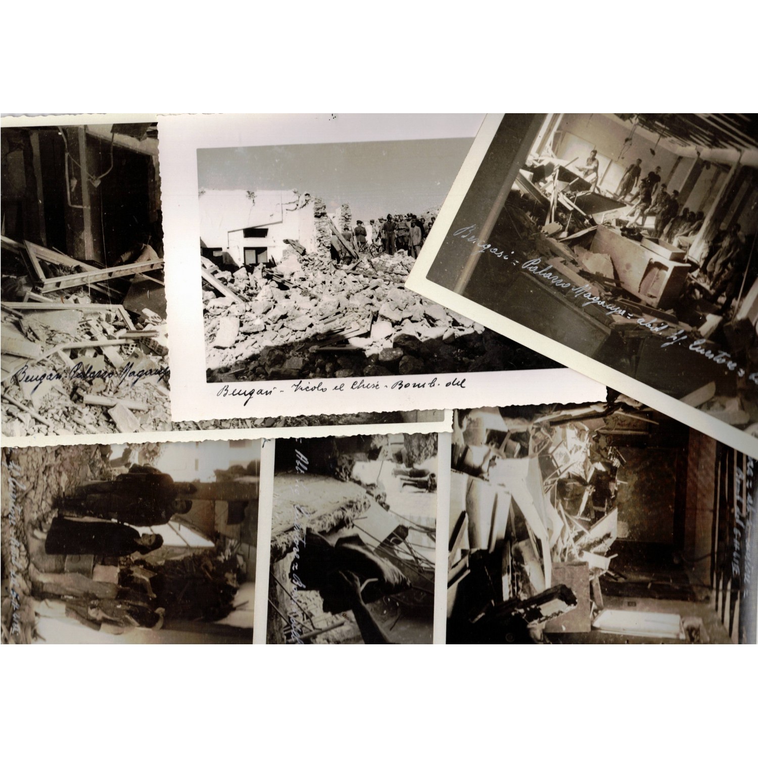 Lotto di 10 foto del bombardamento su Bengasi del 6 Novembre 1941