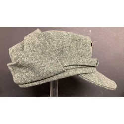 Gray-green M44 Black Brigade RSI cap, in wool cloth with a printed metal skull