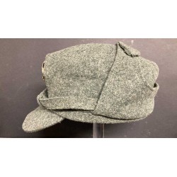 Gray-green M44 Black Brigade RSI cap, in wool cloth with a printed metal skull