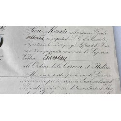 Croce da Cavaliere della Corona d Italia e lettera di accompagnamento