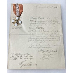 Knight's Cross of the Crown of Italy and accompanying letter.