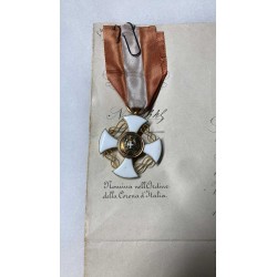 Knight's Cross of the Crown of Italy and accompanying letter.