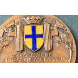 Rara medaglia in bronzo e smalti Commissione Propaganda Granaria  Parma 1932