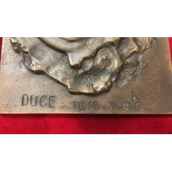 Bronze plaque, to hang on the wall, with effigy of the Duce Benito Mussolini