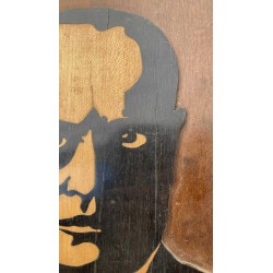 An exceptional wooden collage of the Duce Benito Mussolini. In this wooden collage