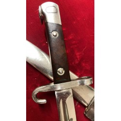 Austrian M95 bayonet with customized handle, WWI, nickel-plated officer's model with engraved deer horn grips.