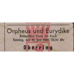 Theather ticket Orpheus und Eurydike Berlin 1938