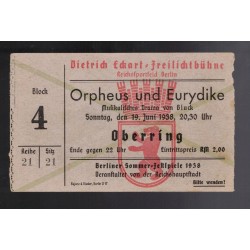 Biglietto rappresentazione teatrale Orpheus und Eurydike Berlino 1938