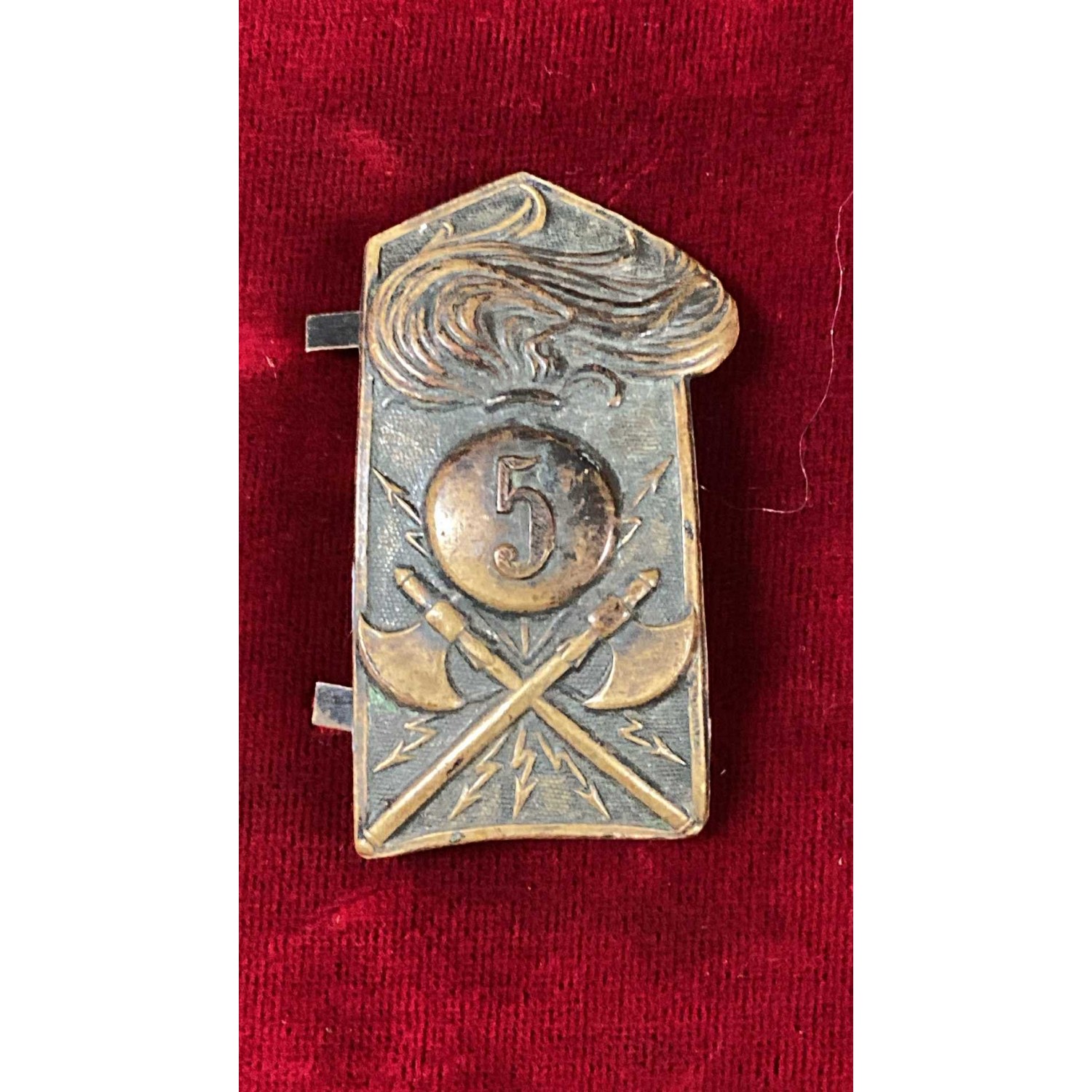 1920s plaque insignia for Adrian helmet of the 5th Engineer Regiment