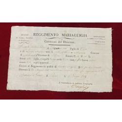 Ducato di Parma e Piacenza certificazione di diserzione per un soldato