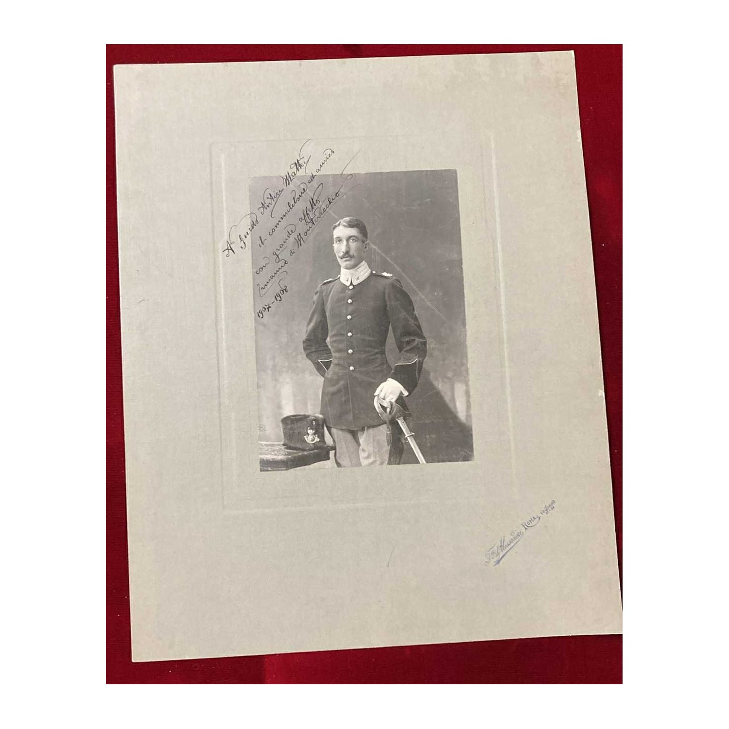 Portrait photo with dedication of Ermanno di Montevecchio, Duke of Ferentillo.