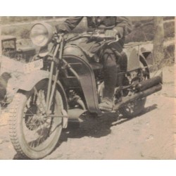 Photo of a motorcyclist of the Royal Army on a military Moto Guzzi, the photo measures 13.5x8.5 cm