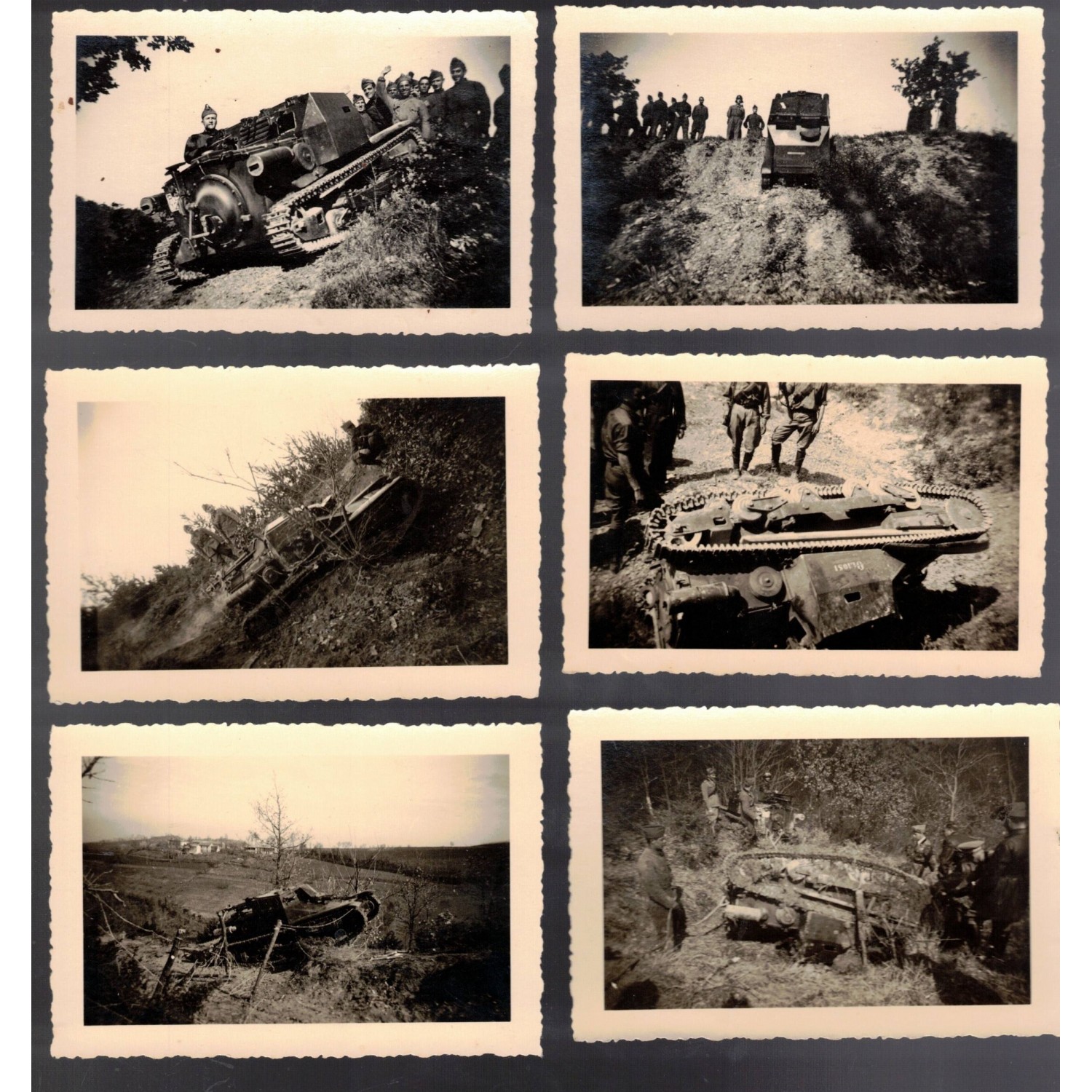 Lot of 12 photos of the CV 35 - L35 Royal Army tank on maneuvers