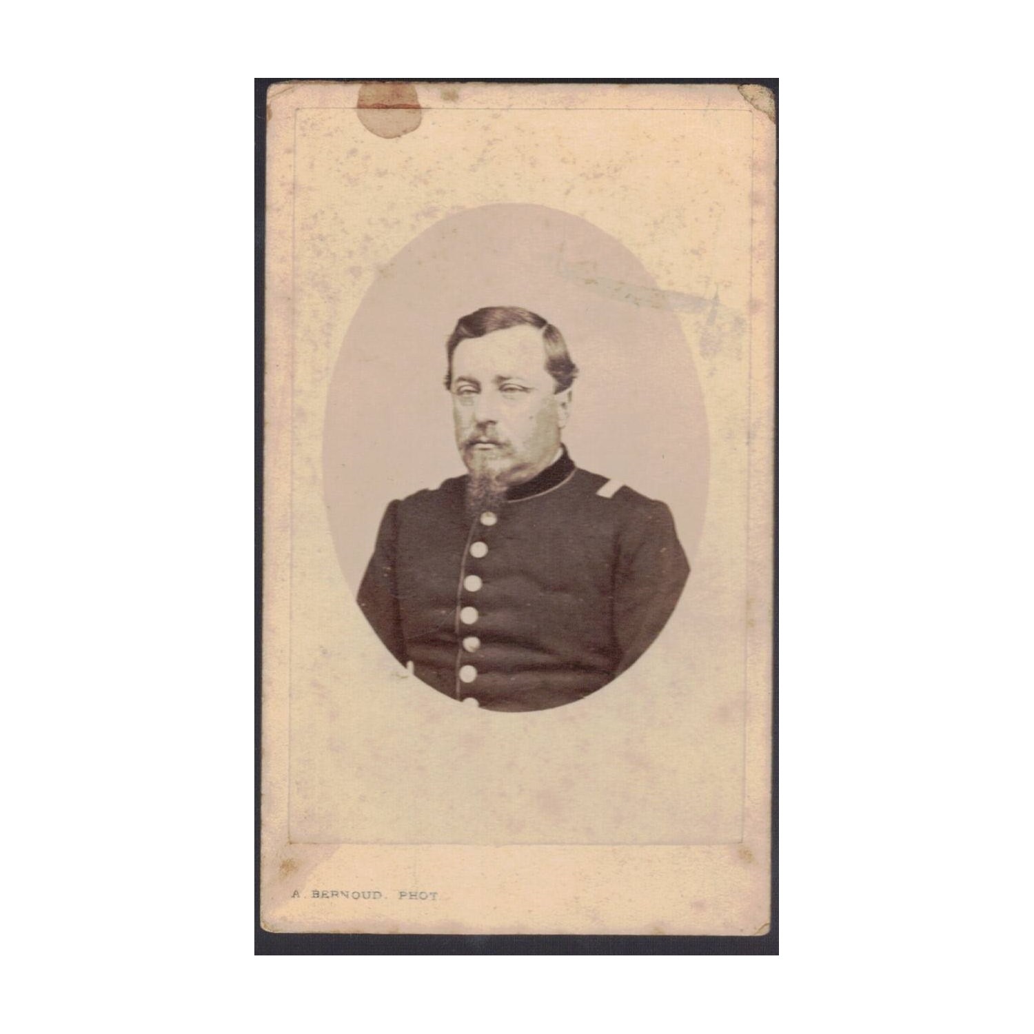 Carte de visite photo of an Italian officer 1848/1859, photo taken by photographer Alphonse Bernoud