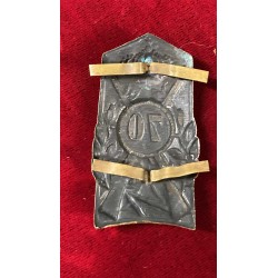Metal plaque emblem for Adrian helmet, 1920s, 70th Infantry Regiment "ANCONA", red circle.