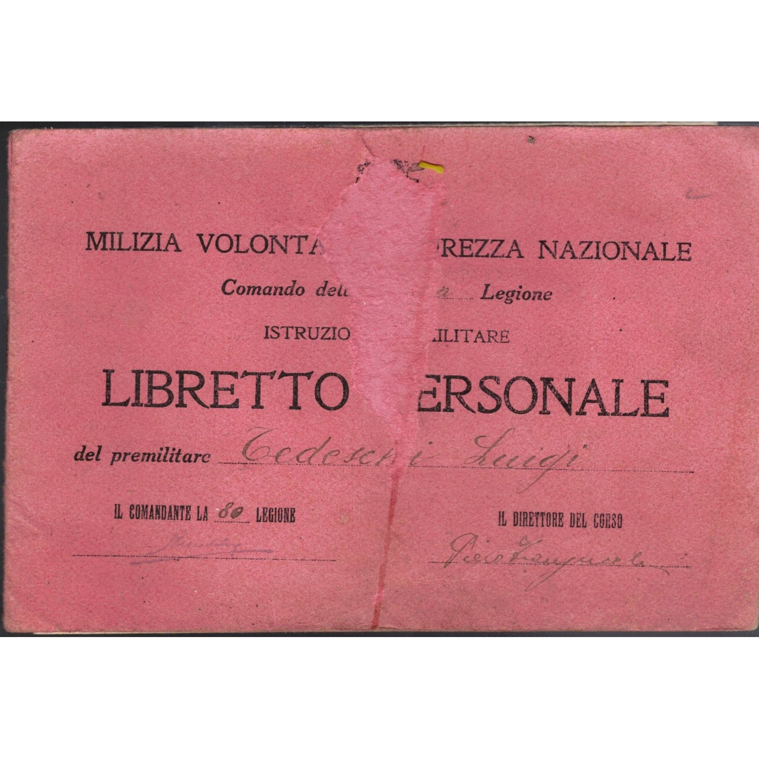 Libretto Premilitare 80a Legione MVSN Parma