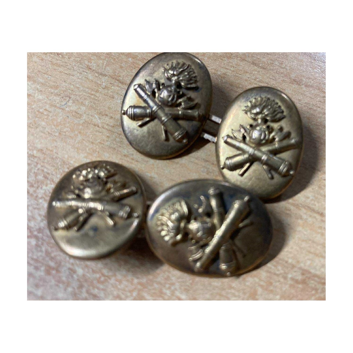 Pair of Italian Royal Army Coast Artillery Cufflinks from the early 1900s