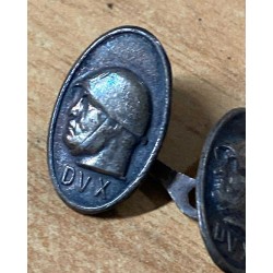Pair of cufflinks from the 1930s, fascist propaganda with the effigy of the Duce, made of autarchic material