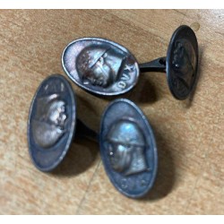 Pair of cufflinks from the 1930s, fascist propaganda with the effigy of the Duce, made of autarchic material