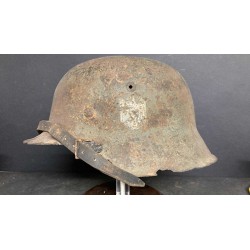 German M42 WH excavation helmet, complete with internal rim and chin strap