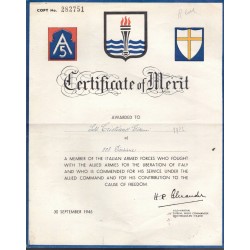Certificate of Merit Certificato al Merito di  Servizio Regno del Sud