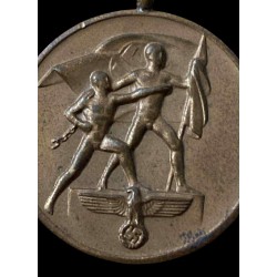Bronzemedaille mit speziellem Befestigungssystem für die Paradeuniform zum Gedenken an die Annexion des Sudetenlandes