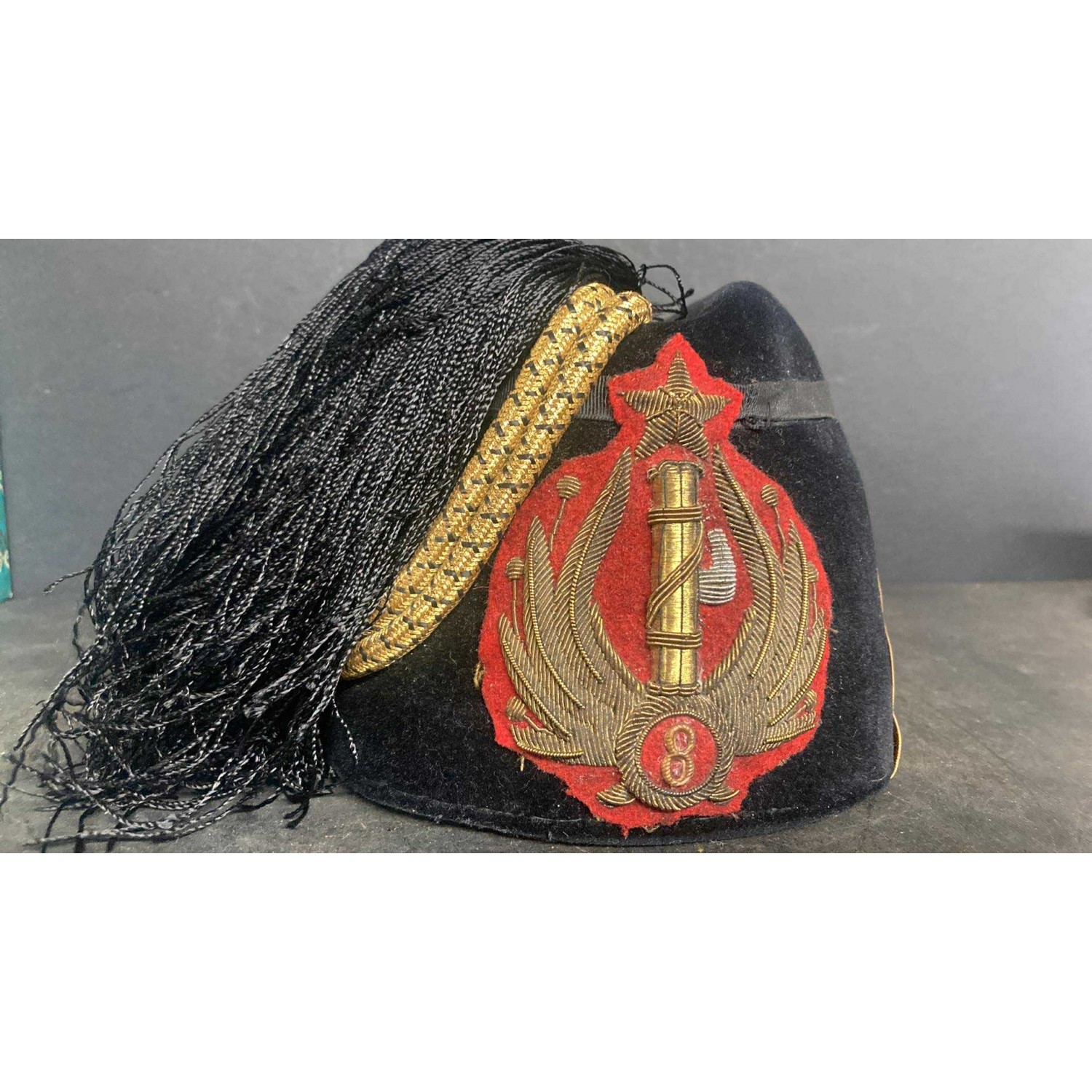 Stunning Consul Commander fez, in velvet, with a front fringe like the 1920s models.