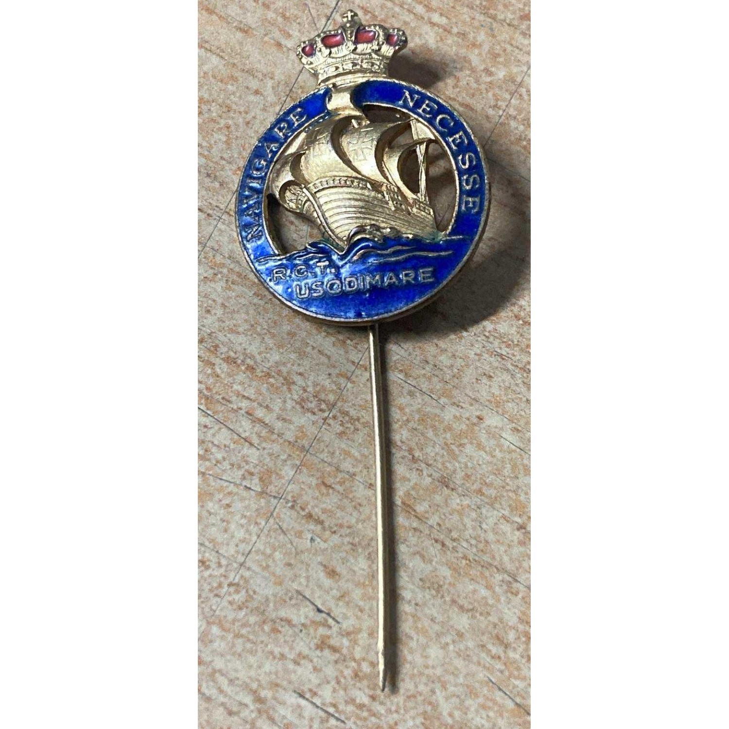 Beautiful Italian  Royal Navy "Usodimare" torpedo boat badge