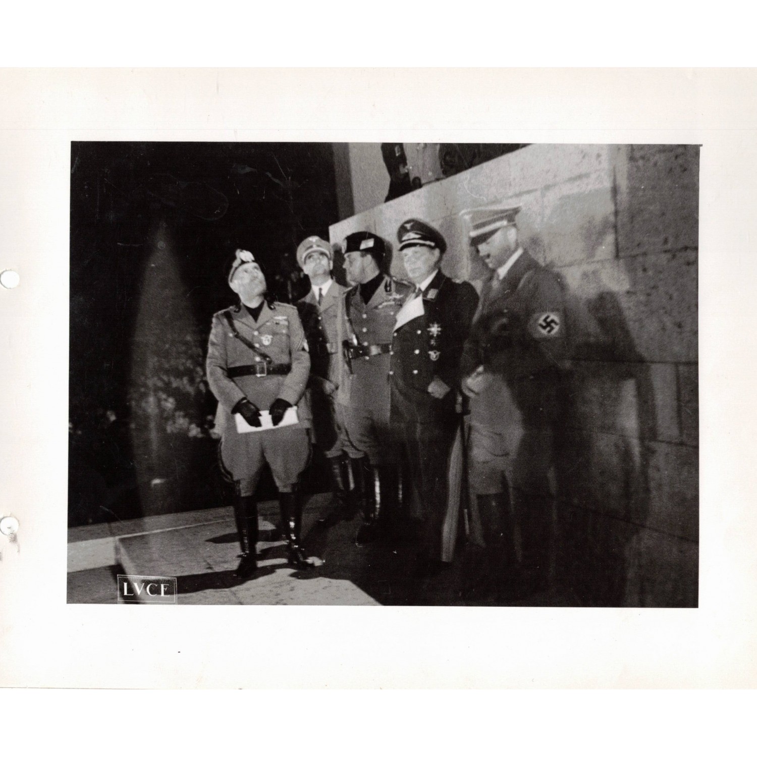 Group photo of Mussolini, Hitler, Ciano, and Goering on a visit to Germany