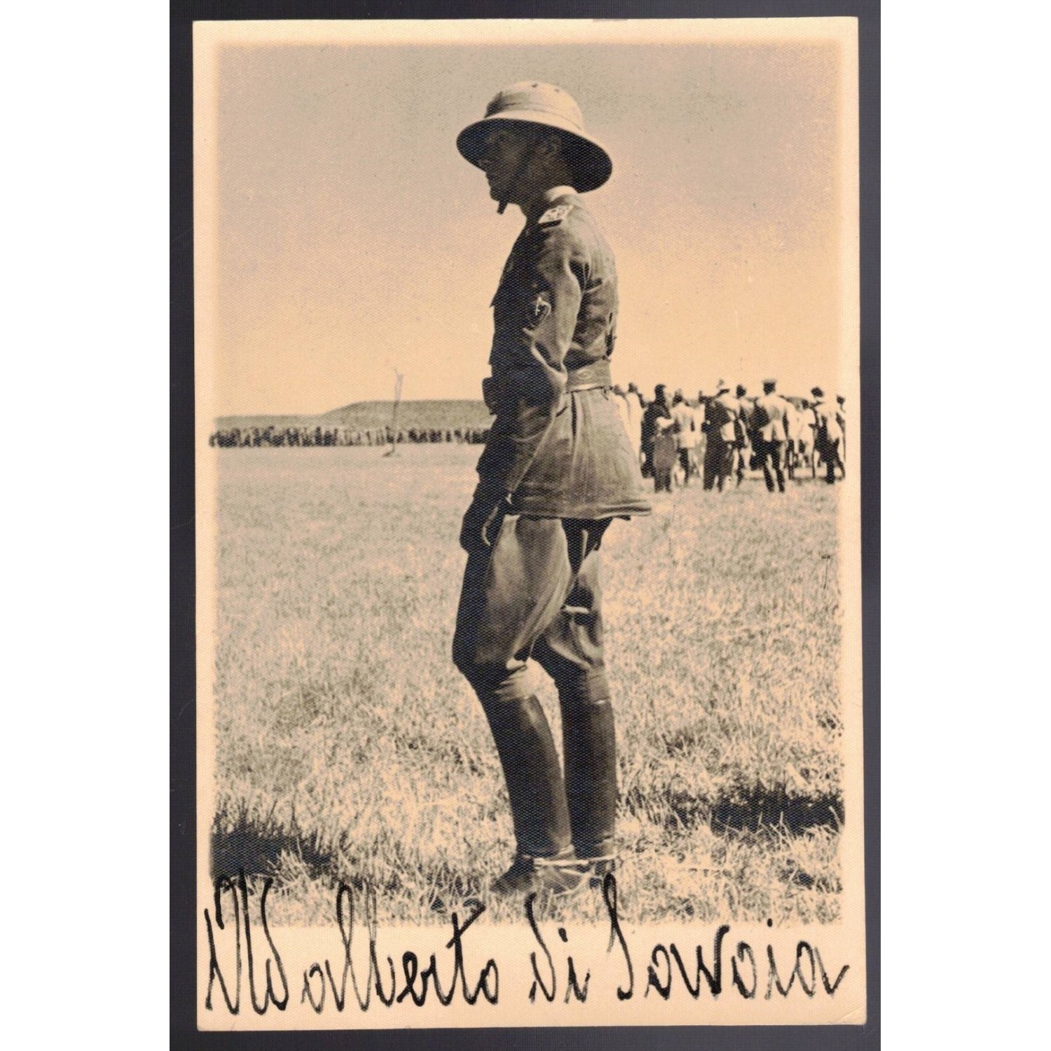 Foto con autografo di Adalberto di Savoia in Africa