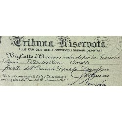 Eine wahre Rarität! Ein Ausweis für die Abgeordnetenkammer auf den Namen Arnaldo Mussolinis