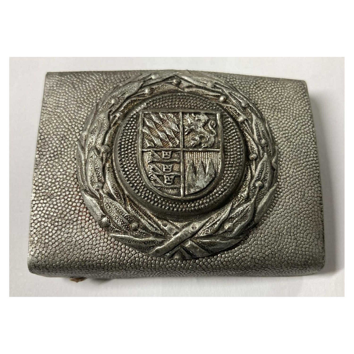 Aluminum buckle for the Police Fire Brigade, Weimar Republic period, two-piece model, probably made by Assmann