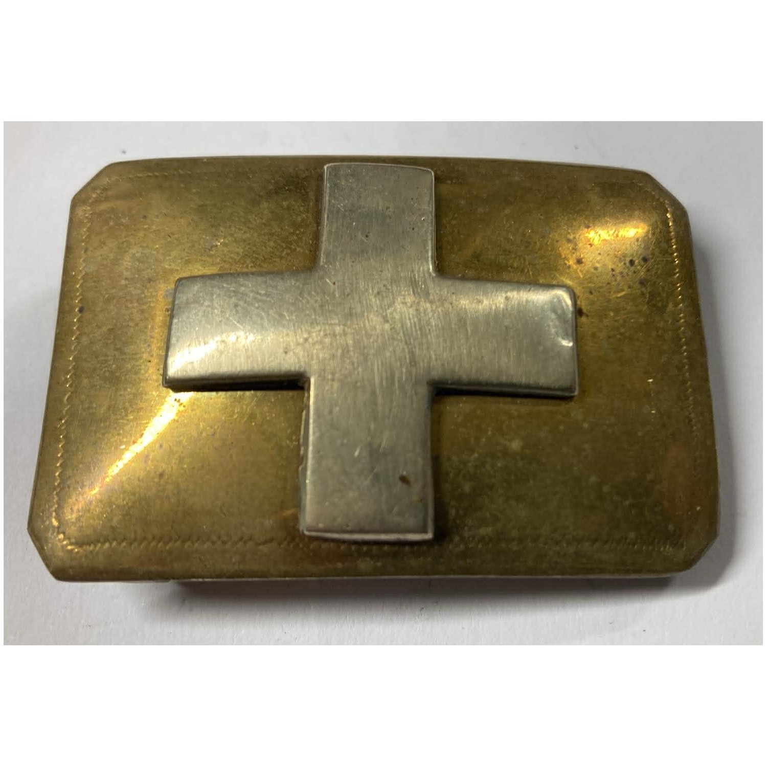 Buckle Kingdom of Sardinia 1848 small model, the brass buckle with white metal cross measures 6x4 cm.