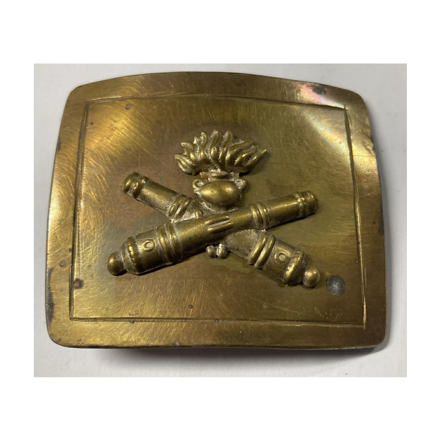 Extremely rare Sardinian Army Artillery Regiment buckle, cast brass plate