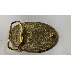 Gürtelschnalle aus Goldmetall und Emaille mit Logo der rassistischen Bewegung KKK (Ku-Klux-Klan), USA, 1990er Jahre