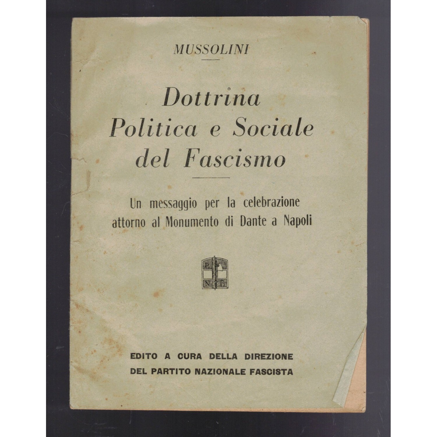Booklet Political and Social Doctrine of Fascism 1932