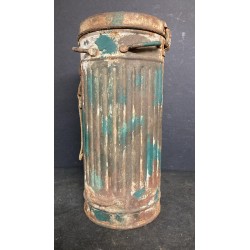 German WWII gas mask container, camouflage, tall model