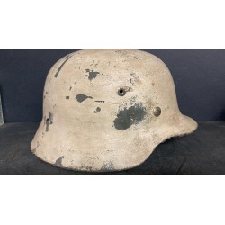 German M35 helmet in white camouflage "field pick up", 99% camouflage