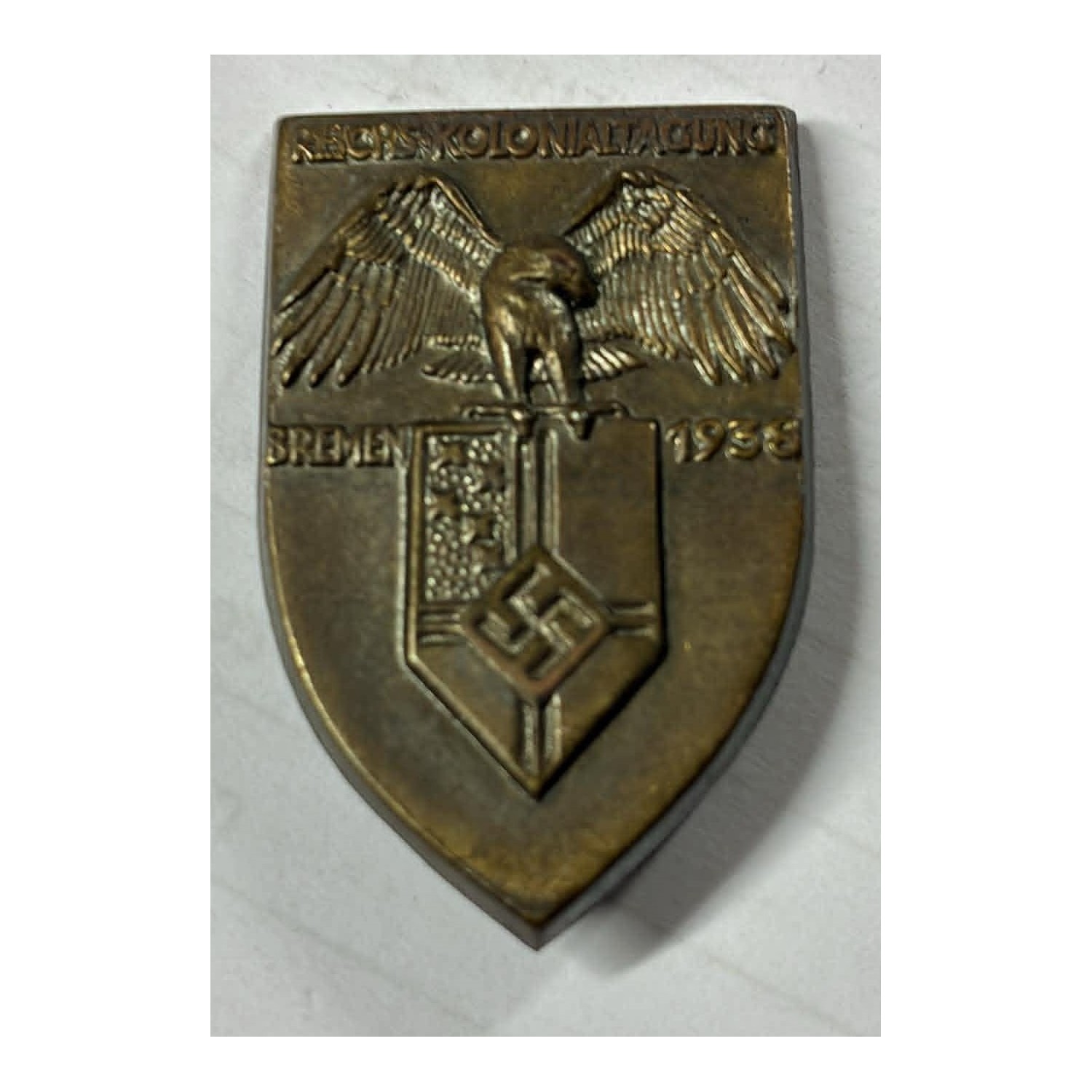 Tinnie originale tedesco NSDAP (PARTITO NAZISTA) REICHS COLONIAL Bund 1938