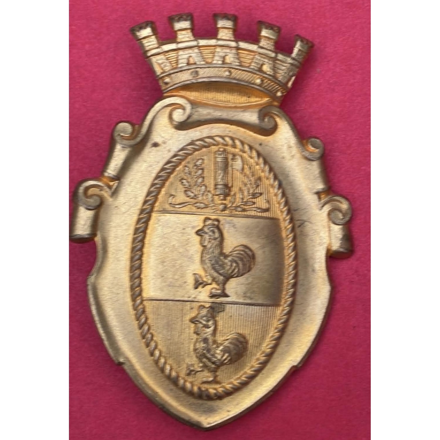Fregio in ottone dorato Citta' di Gallipoli anni 30/40
