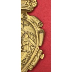 Emblem aus Messingplatte mit Aufdruck für die Zentralen Militärschulen der 32. Infanteriedivision in Turin