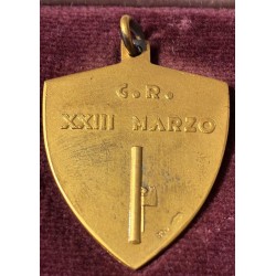 Extremely rare badge of the XXIII Marzo Fascist District Group of Livorno, with dedicated box, in silver and enamel